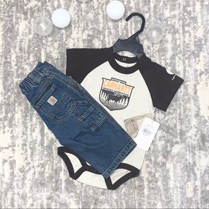 Carhartt pants and onesie bundle.